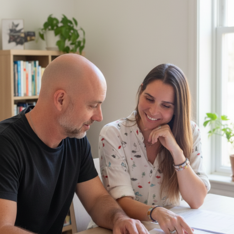 Lucía y Emiliano trabajando juntos en una cuenta
